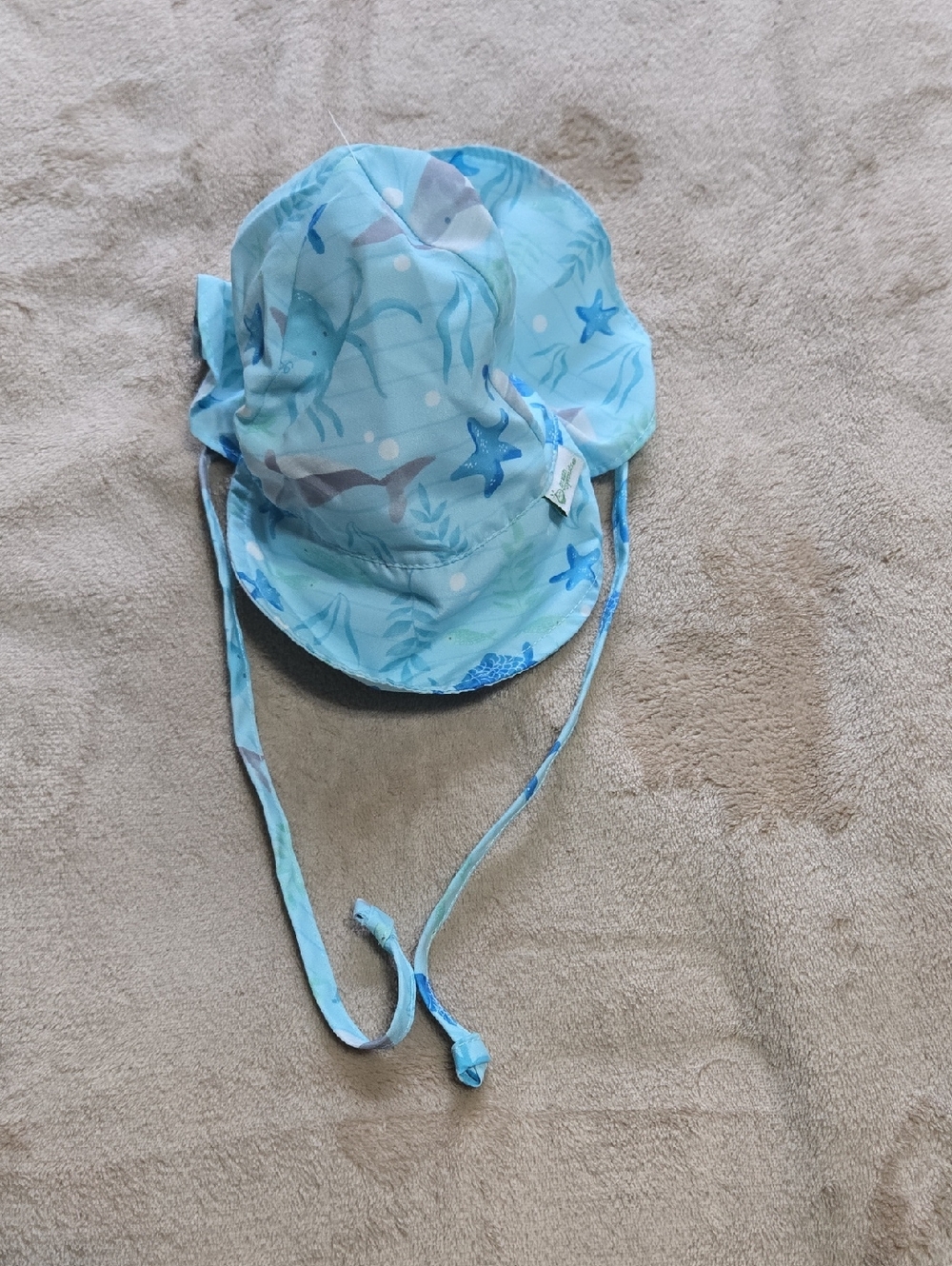 Green Sprouts Baby Sun Hat with Ocean Print - Light Blue
